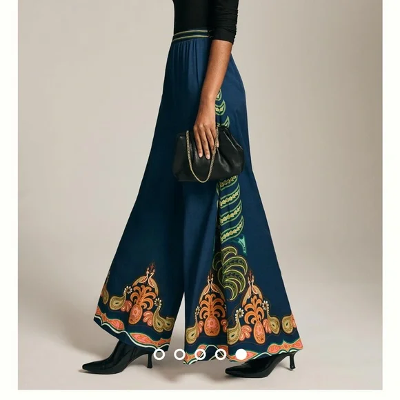 NWT Farm Rio X Anthro Blue Motif Pants - Picture 6 of 7